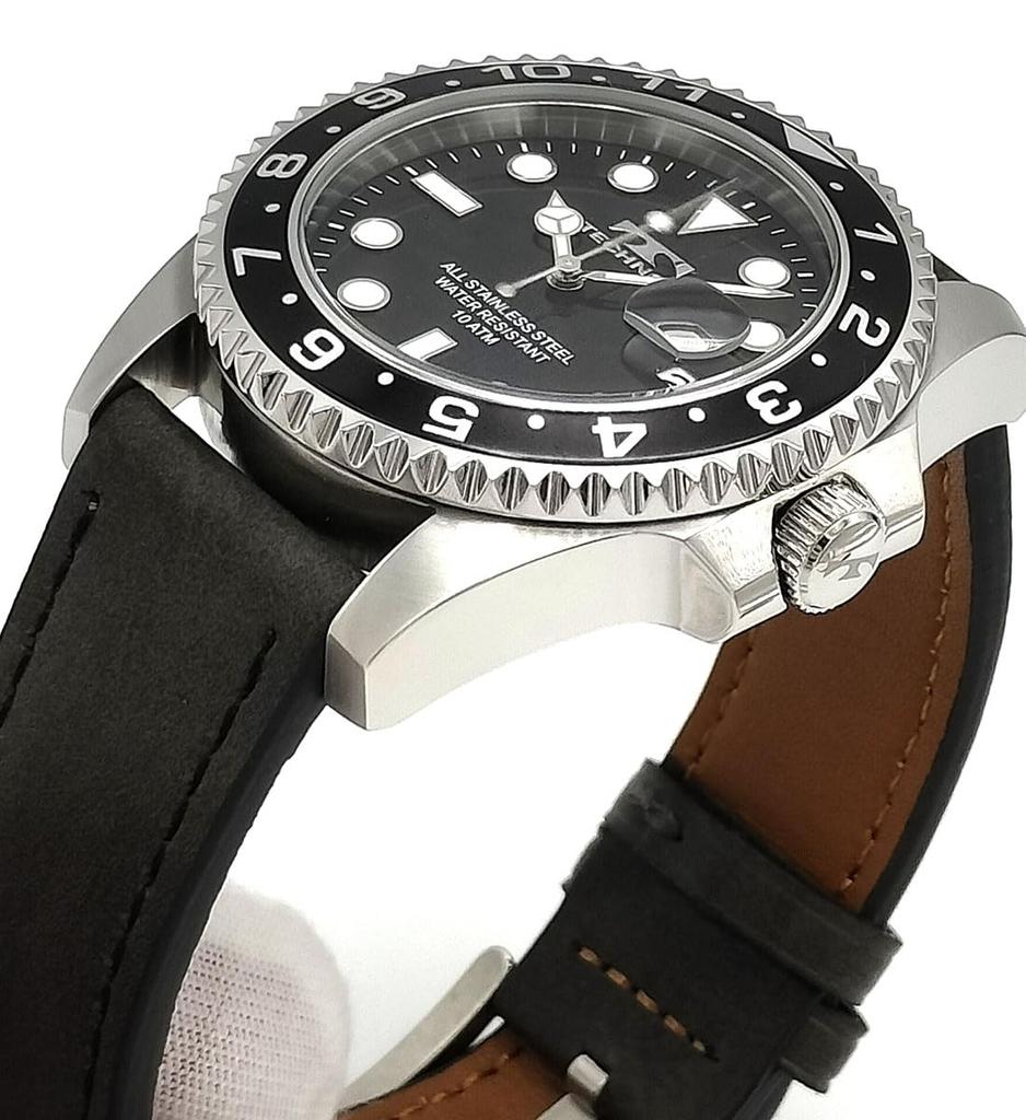 TECHNOS Technos Men's Watch Diver Watch Leather Strap Metal Strap Included Rotating Bezel Black TASM419SB-L