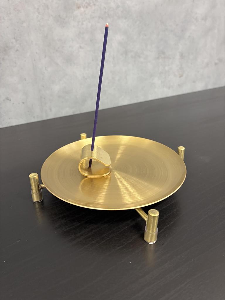 Zestaw Pierścieni na Kadzidło, Podstawka na Kadzidło, Uchwyt na Patyczki Kadzidłowe, Palenisko na Kadzidło, do Ołtarzy Buddyjskich i Salonów, Mosiądz, Złoto