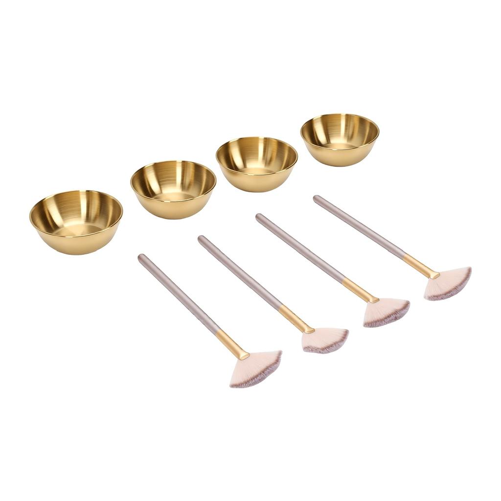 Facial Mask Care Tool Kit 4 Mixing Bowls 4 Fan Brushes Facial Bowl and Brush Set for for Home Salon Use
