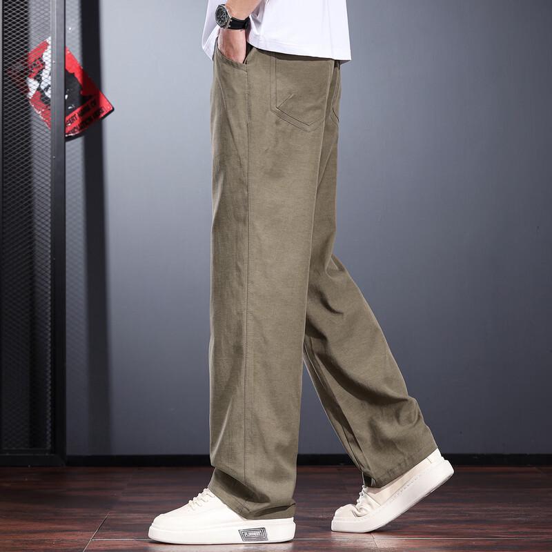 JIELEINUO Men's Lyocell Blend Loose Straight-Leg Casual Pants