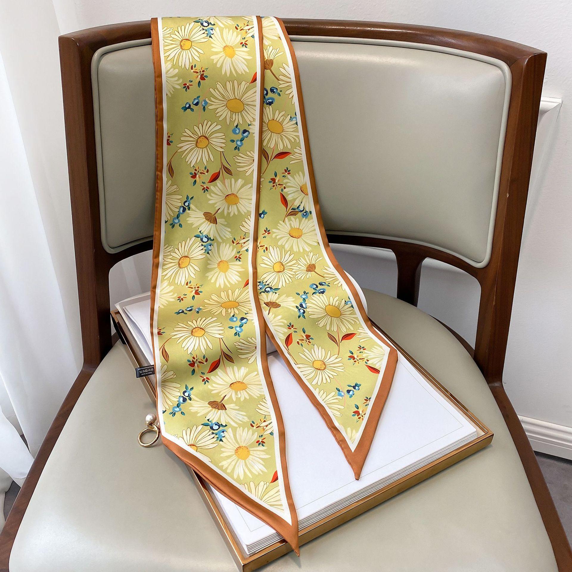 

Новый стиль литературный цветочный модный трендовый маленький шарф для женской повязки для волос корейский стиль свежий шарф шарф шарф длинный ремешок сумка-кикер 15*150cm