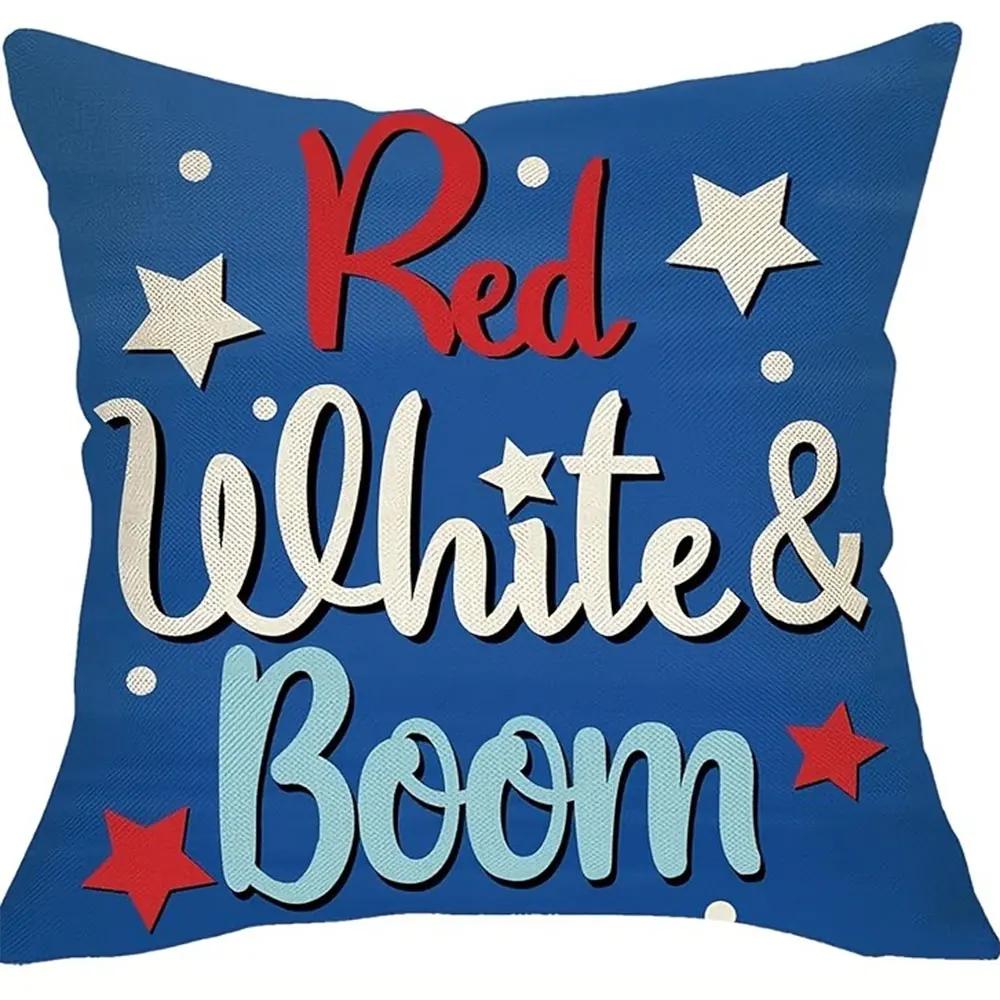 

Американские элементы Фестивальный узор Наволочка для домашнего декора Гостиная Диван Полиэстер Чехол для подушки с молнией 66x66cm красный