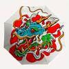 1pc Dragon Artwork Automatic Open/close Folding Umbrella, Compact Portable Travel Umbrella, Perfect Birthday/Christmas, Cute Umbrella, Durab
