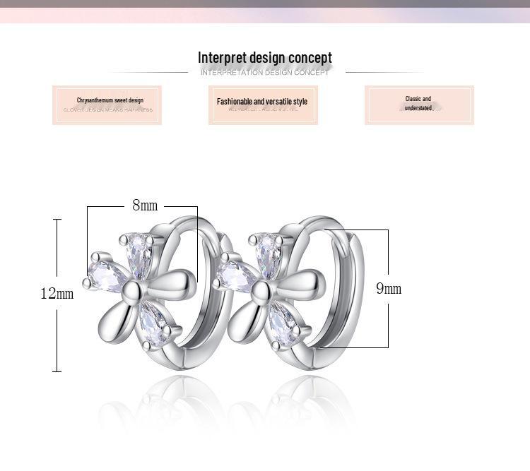 Sweet Plum Blossom Korean Snowflake Crystal Earrings - Elegant & Lovely Stud Ear Accessories