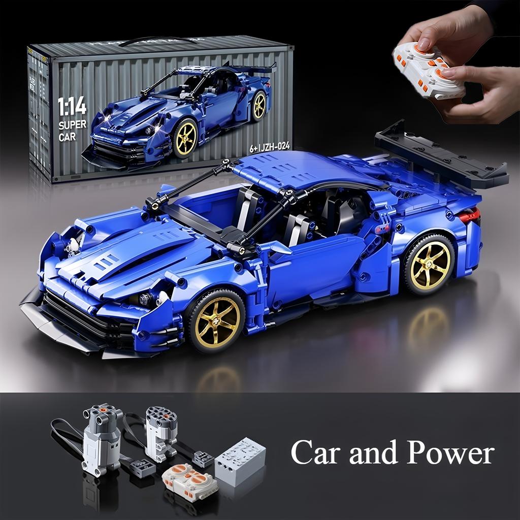 Macchina sportiva con blocchi da costruzione 1:14 Macchina telecomandata giocattolo, giocattolo da costruzione regalo di compleanno, modello auto sportiva, regalo fai-da-te per bambini