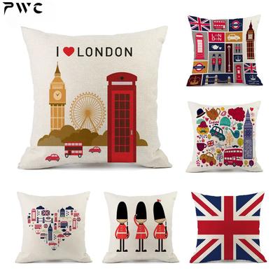 Cute Red British London Pillowvcase England Sofa Decorative Cushion Cover Party Home Decor Pillow Case Decorative Soft Cushions