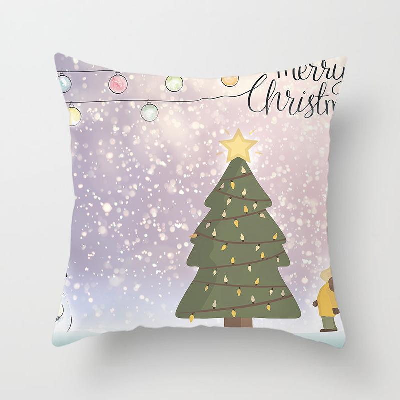 Merry Christmas Printed Pillowcase Christmas Style Cushion Cover Home Sofa Decor Throw Pillowcase