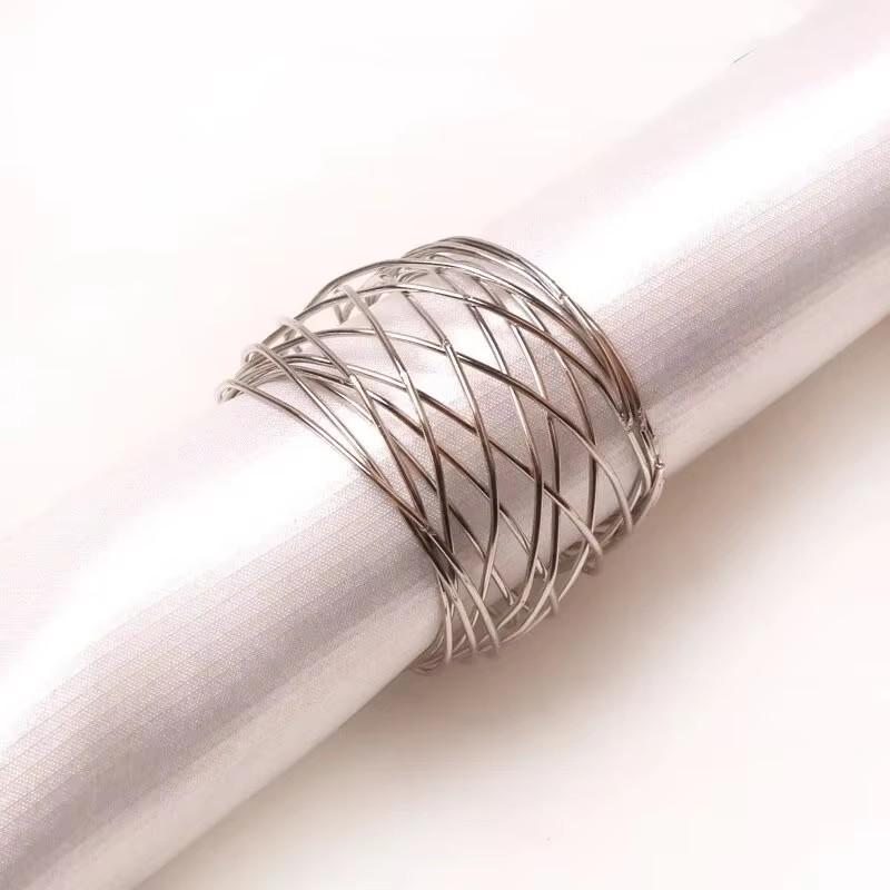 4pcs Metallic Wire Mesh Napkin Table Decor Rings Gold Napkin Holder Wedding Decoration Napkin Buckle Holder for Party Dinner