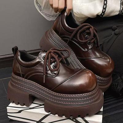 Damen Punk Schuhe Plateau Oxfords Hochwertige Schuhe Mode Klobige Mary Janes Bequem Lässig Outdoor Schnürschuhe Loafers 35-40