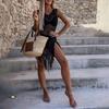 New Summer Beach Skirt for Women Tassel Solid Color Knitted Beach Bikini Swimsuit Hoodie Dress