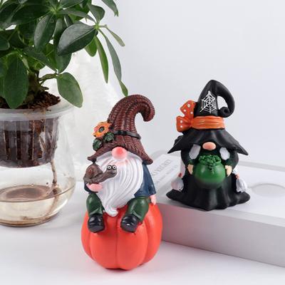 Yousheng Halloween Gnome Decoration Pumpkin Couple Resin Figurine Fairy Tale Themed Gnome Sculpture Indoor Outdoor Table Desk Home Decor