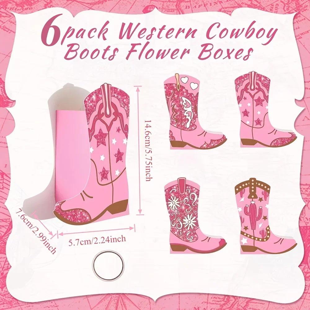 Latests Models Western Cowgirl Boots Flower Boxes Centerpiece Gift Box Shape Party Decoration Rodeo Table Decor Boot Vase Other