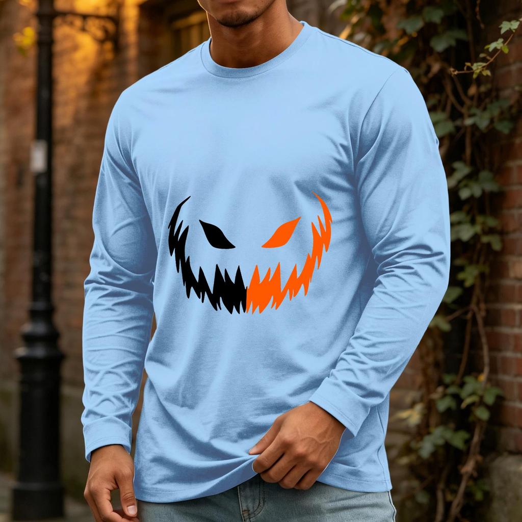Men's Halloween Casual Long Sleeve Neck Shirt