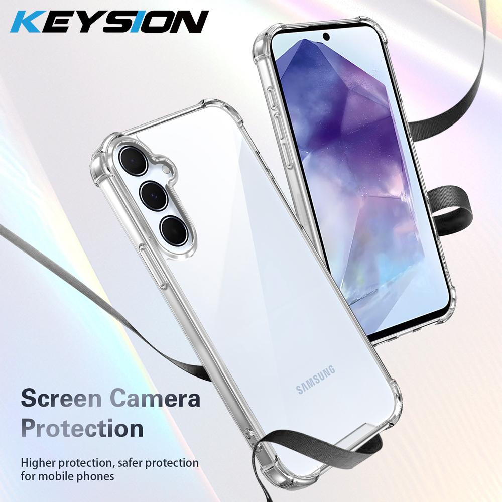 KEYSION Průhledné nárazuvzdorné pouzdro se čtyřmi rohy pro Samsung A55 5G A35 Měkké TPU+PC Průhledný zadní kryt telefonu pro Galaxy A15 4G 5G