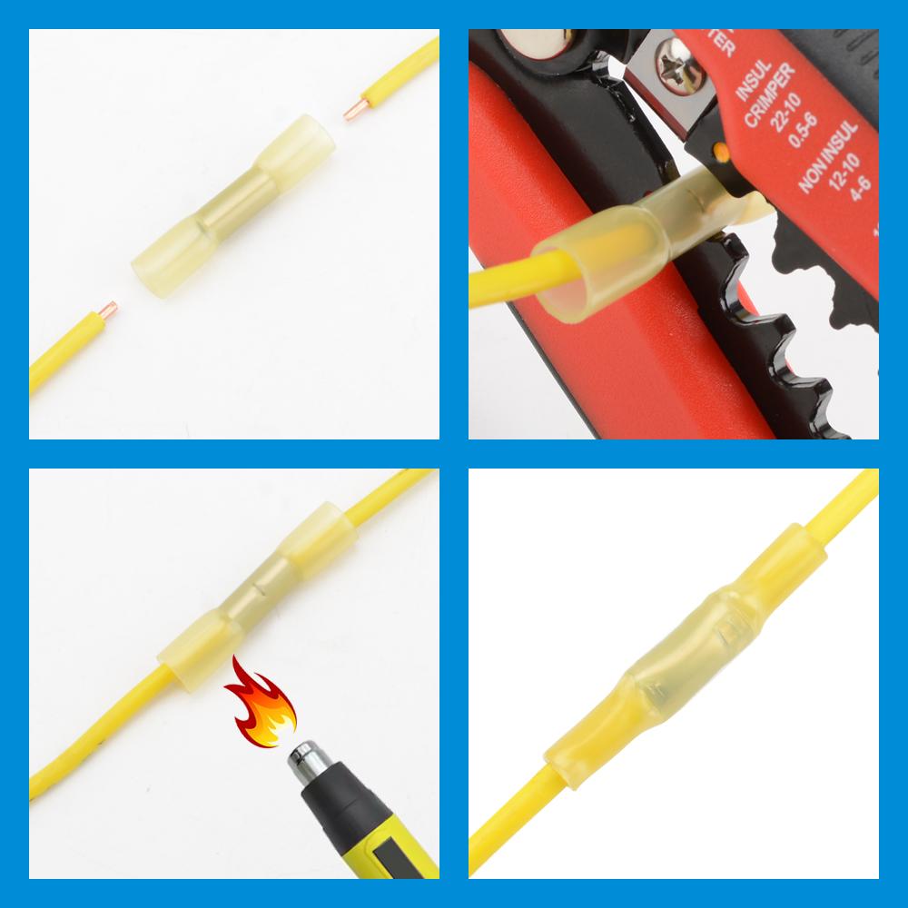 220/250/300/540 PCS Heat Shrink Terminals Insulated Cable Connectoror Wire Stripper Wire Crimping Household Lug Rolling Kit