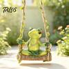 Skurrige Rasenverzierung für den Hinterhof Schwingender Frosch Gartenskulptur, Harz Meditierende Hängende Verzierung, Wasserdichte Niedliche Außendekoration Figur für Hof, Terrasse,