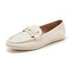 New Fashion Women Flat Shoes Round Toe Leather Casual Boat Shoes Soft Slip-on Loafers