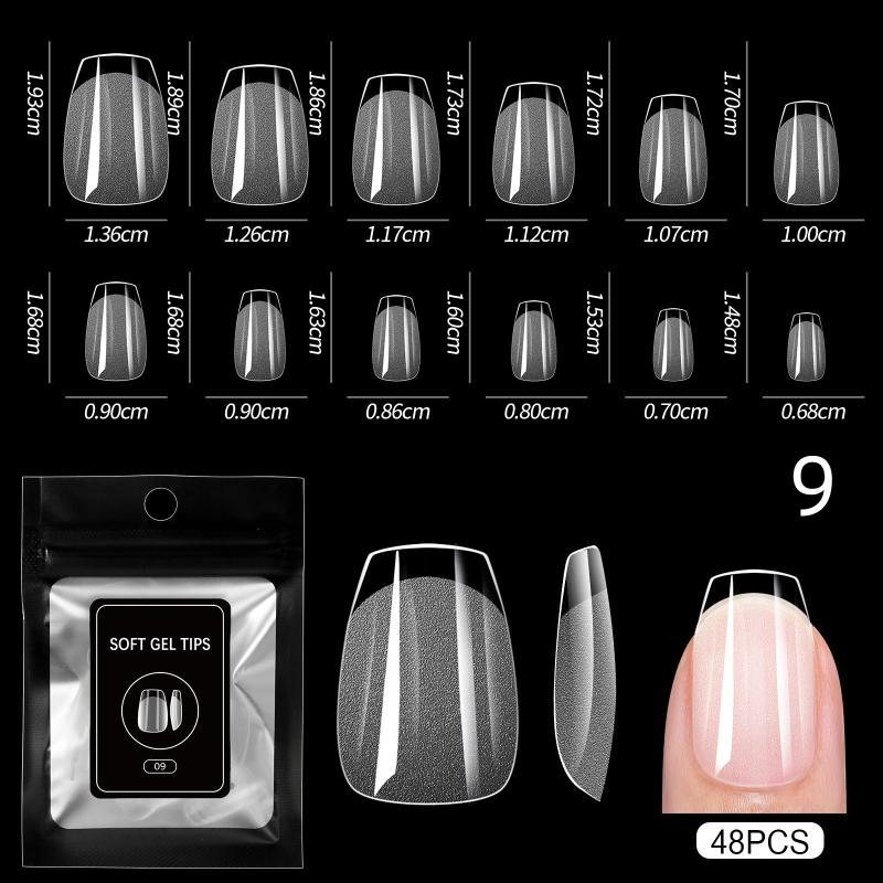 48Pcs Semi-Matte Press-On False Nails Medium Short Design Fake Nail Tips No Polishing Required for DIY Salon Home Use