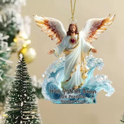 Weihnachtsengel-Ornamente für Baum Religiöse Heilige Familie Hängeornamente Acryl Jesus Engel Anhänger