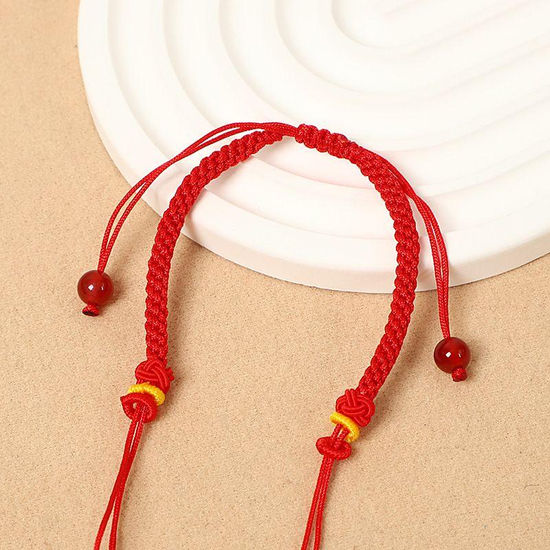 

Новинка Браслет ручного плетения Полуфабрикаты Нанизывание бусин Золотая фурнитура Сделай сам Ремешок для ношения Красная веревочка для пары с хвостовыми бусинами Corn knot red bracelet rope-simple