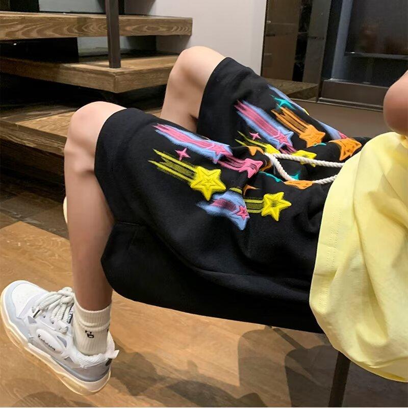 

Summer Running Shorts Men Casual Jogging Sport Short Pants Pattern Print Color Drawstring Loose Dry Gym Sports XS чорний
