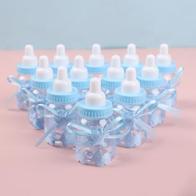 12 Stück/Set Transparentes Flaschen-Bonbon-Geschenkbox im Fütterungsstil Hochzeit Geburtstag Babyparty Junge Mädchen Neugeborenes Säugling Taufe Süßigkeitentüte