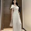 Women's Hooded Slim-Fit T-Shirt & Wide-Leg Pants Two-Piece Set - Korean Style Summer Casual