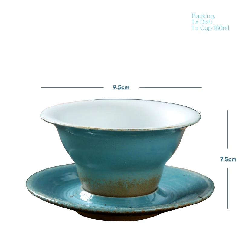 Coffee cup handmade Japanese retro figured cup rough pottery kiln change ceramic mug saucer tea mug coffee cups set  teacup