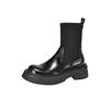 Krazing Pot Microfiber Autumn Winter Shoes Thick High Heels Flat Platform Size 43 Motorcycle Boots Knitwear Non-slip Ankle Boots