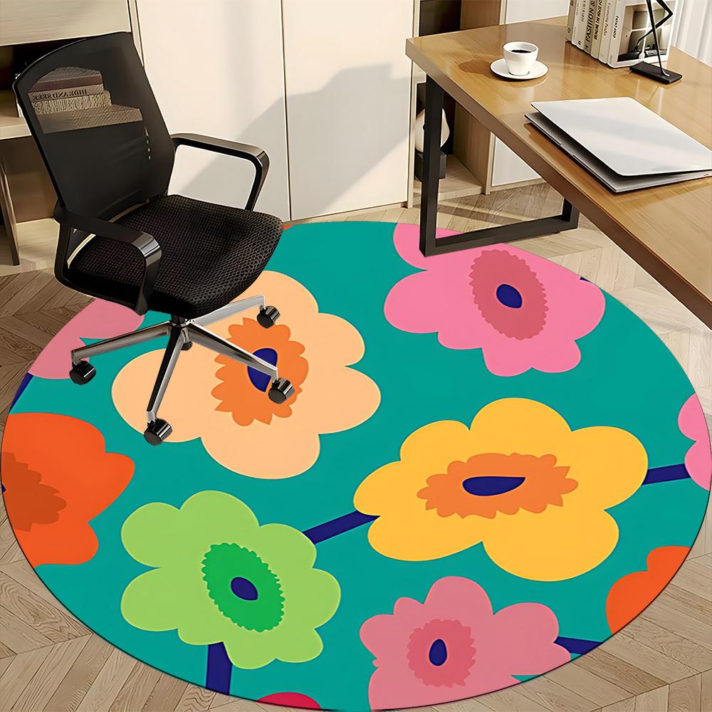 1pc Floral Pattern Chair Carpet for Office - Durable, Ideal for Chair Mats, Stylish & Functional Decorative Rug Yy260203067