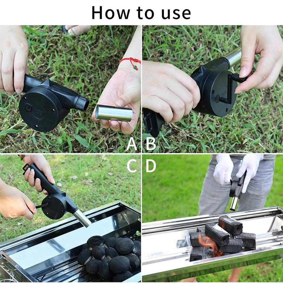 Tragbarer handgekurbelter BBQ-Luftgebläse Blasebalg Schnelles Feuerzeugwerkzeug für Outdoor-Camping und Picknick-Zubehör
