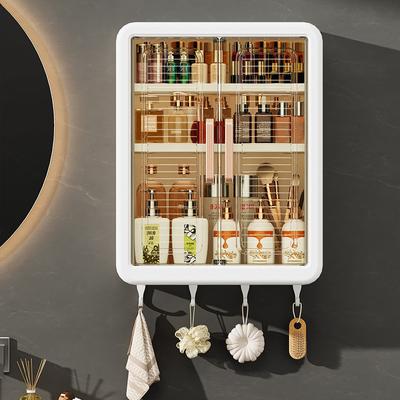 Large Wall-mounted Storage Box Punch Free Dust-proof Storage Rack with Lid Household Kitchen Seasoning Storage Box