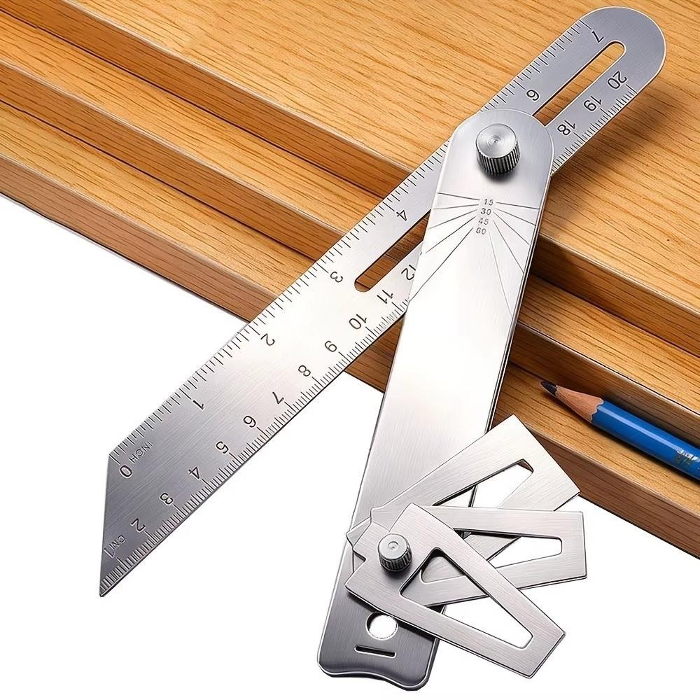 Multifunctional Woodworking Scriber Ruler Movable Angle Woodworking Measuring Gauge