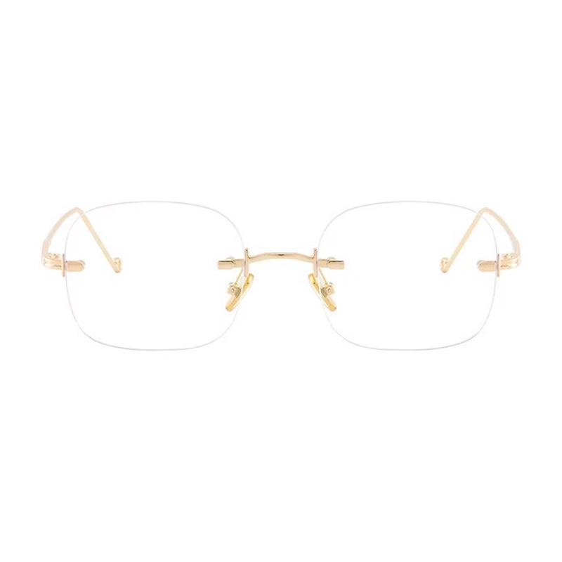 Yang Chaoyue Style: Women's Rimless Anti-Blue Light Blush Glasses, Ultra-Light, Small Frame, Prescription-Ready Myopia Eyewear.