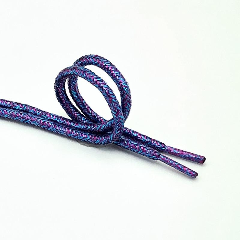 New Round Shiny Metallic Glitter Shoelaces Gold Silver Silk Shoe Laces Sports Canvas Casual Colorful Rainbow Gradient Shoelace
