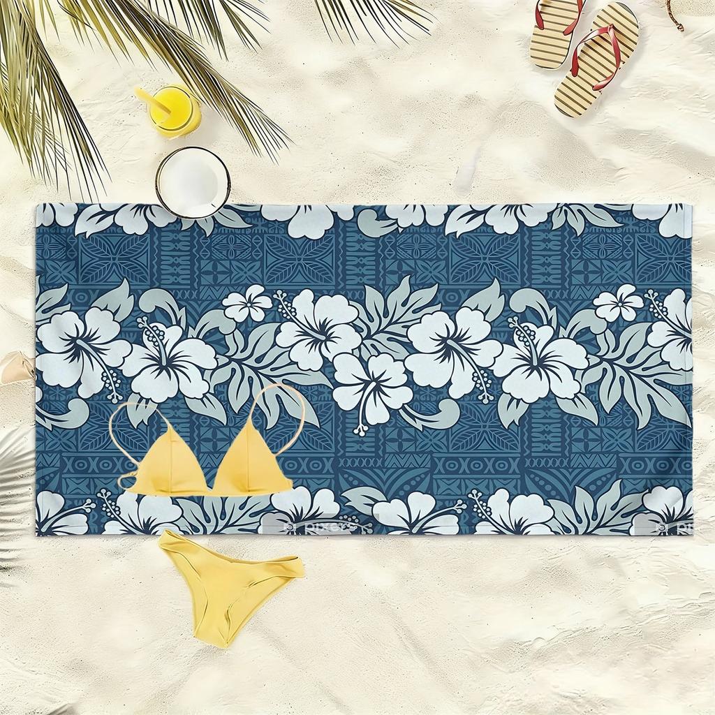 Fresh floral Hawaiian-style pattern polyester microfiber beach towel is highly absorbent suitable for swimming and beach outings