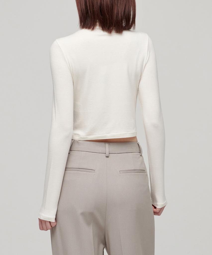 MUSINSA STANDARD WOMAN Women'S Slim Crop Turtleneck Long Sleeve T-Shirt [Cream]