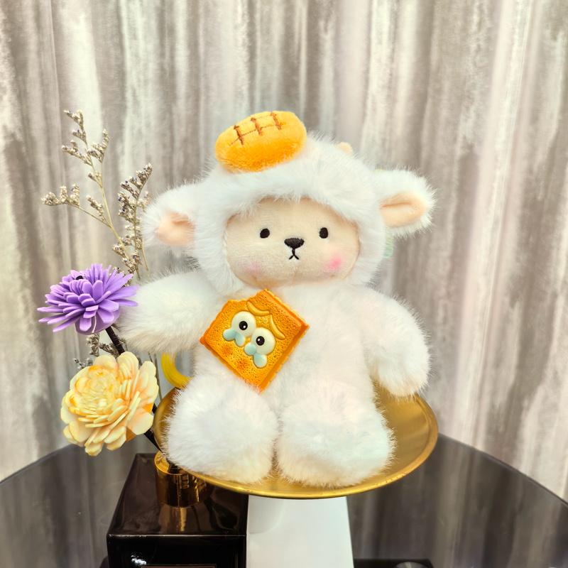 

Non-Toxic Lamb Sheep Soft Stuffed Plush Toys Cute Bow Accessory French Fries Bread Egg Animal Plush Doll Gifts For Children Eid Al Fitr Decor 15cm