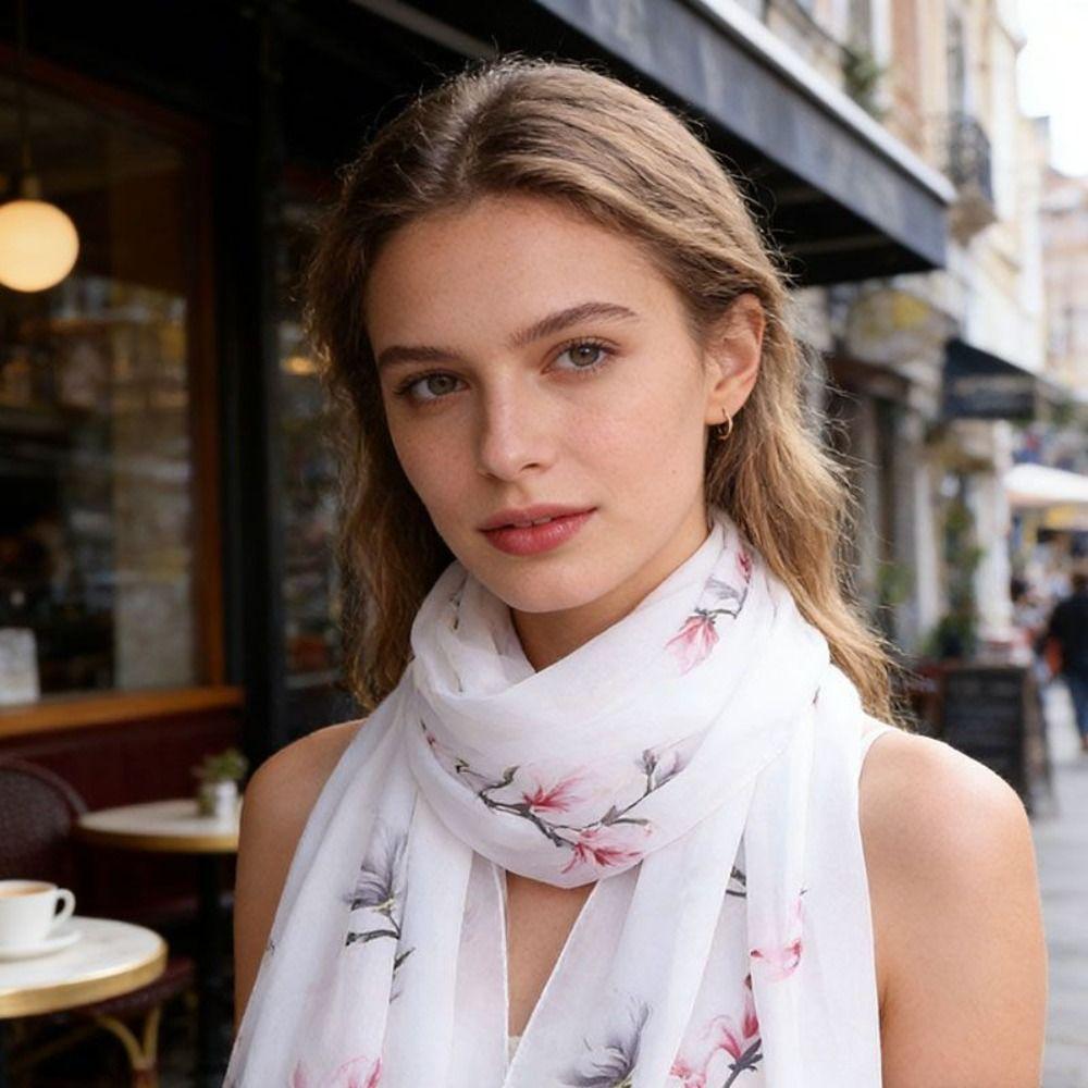 Soft Floral Printed Hijab Thin Beach Shawl Fashion Chiffon Scarf