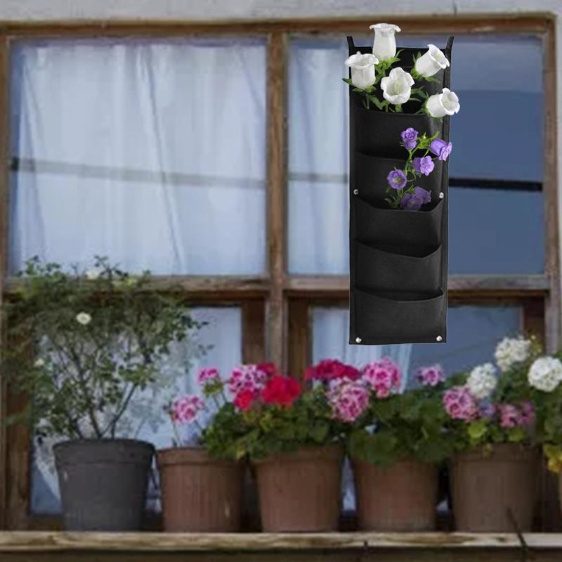Vertical Hanging Garden Planter with 6 Pockets Waterproof Wall Mount Flower Pot Grow Bag Container Indoor Outdoor Use X3UC