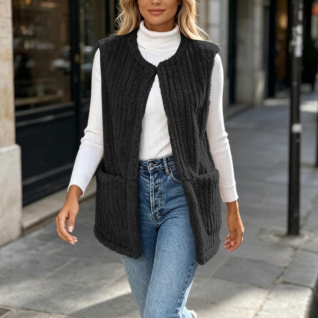Women's Casual Sleeveless Vest Jacket with Pockets for Everyday Wear