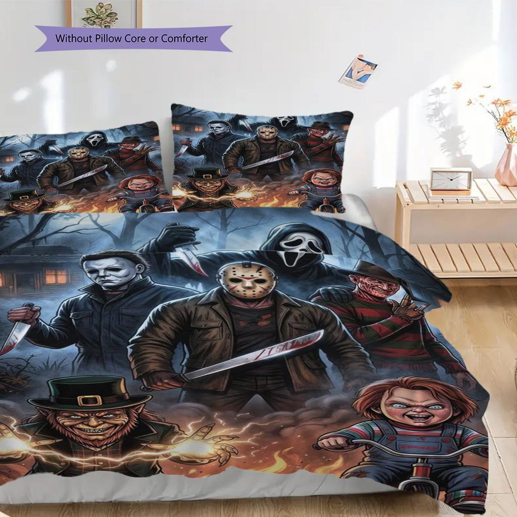 Halloween Horror Icons Comforter Set Bedding 1 Duvet Cover 2 Pillowcase Without Core Duvet Cover And Pillowcase Soft And Comfortable