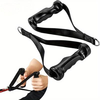 1 Pair PUMPMUSCLE Ergonomic Heavy-Duty Handles for Cable Machines - Black PP Material, Ideal for Resistance Bands, Pull Downs