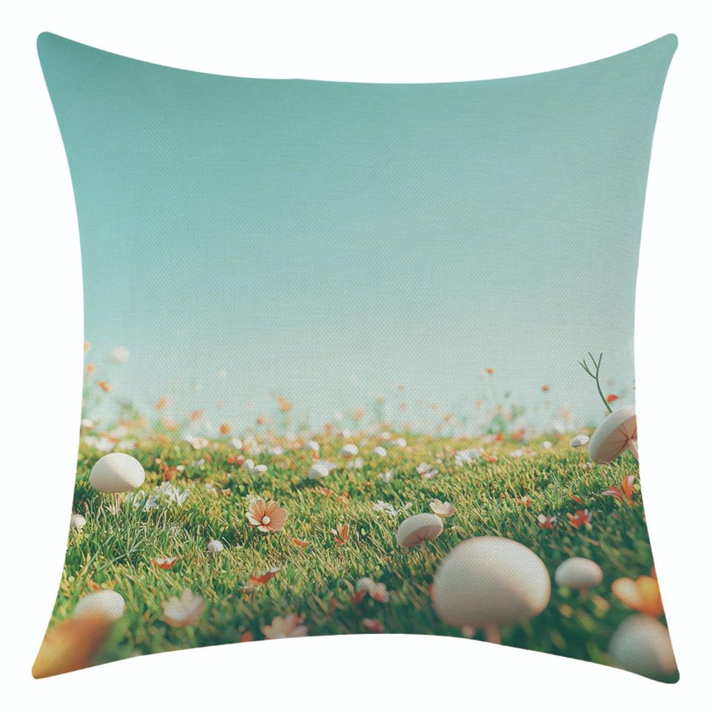 Neuer blauer Himmel und Großes Grasland Leinen Kissenbezug für Festivaldekoration, Erkerfenster Sofa Lendenkissen