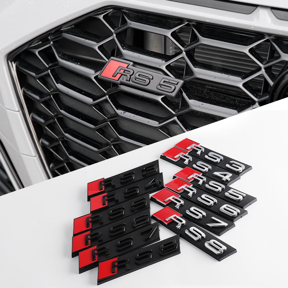 3D RS3 RS4 RS5 RS6 RS7 RS8 Badge Car Front Grille Emblem Auto Accessories For Audi Sline Quattro RS S TT A1 A2 A3 A4 A5 A6 A7 A8