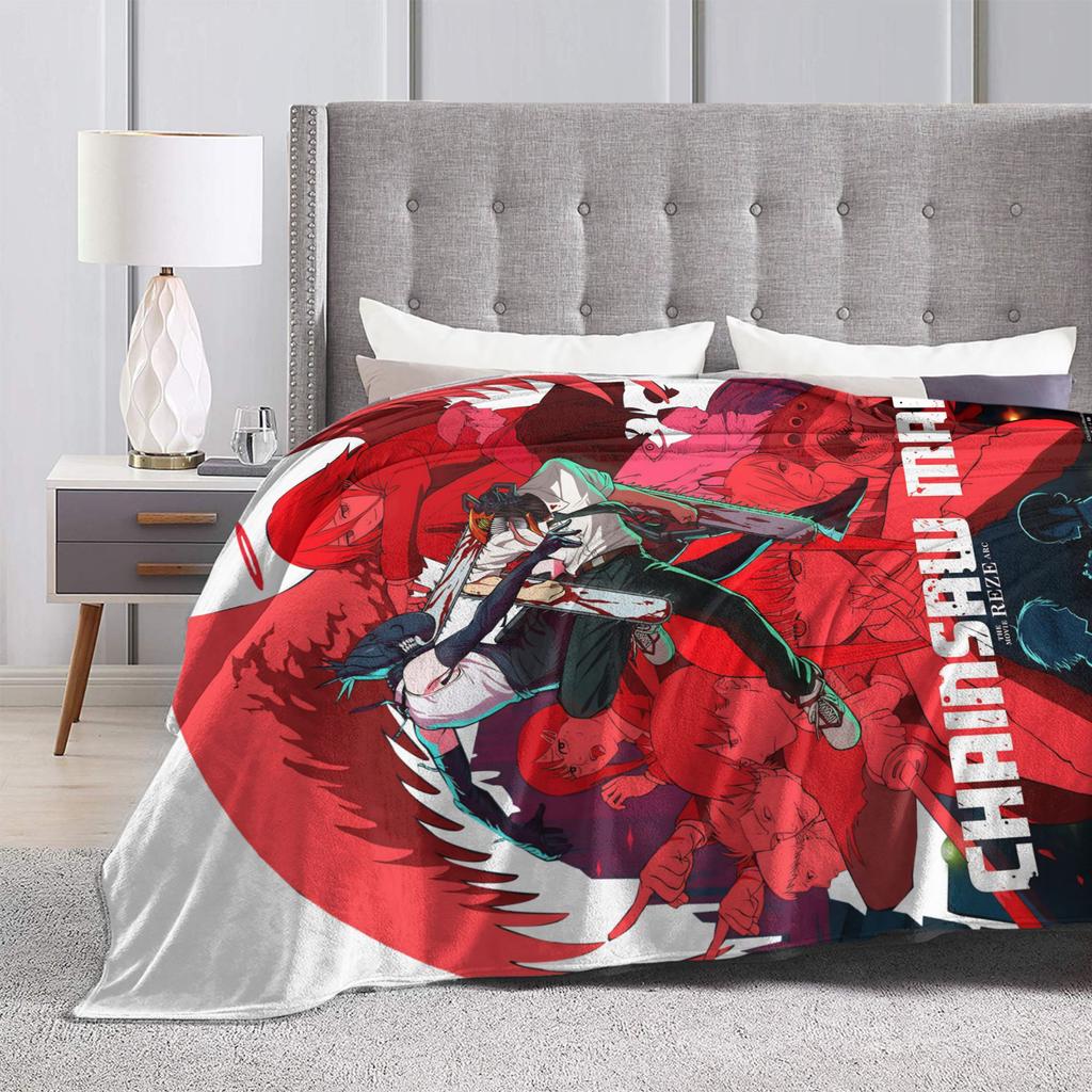 Anime Chainsaw Man Decke Qualität Super Warm Kobeni Manga Denji Power Reze Überwurfdecke Frühling Reise Stuhl Flauschige Tagesdecke