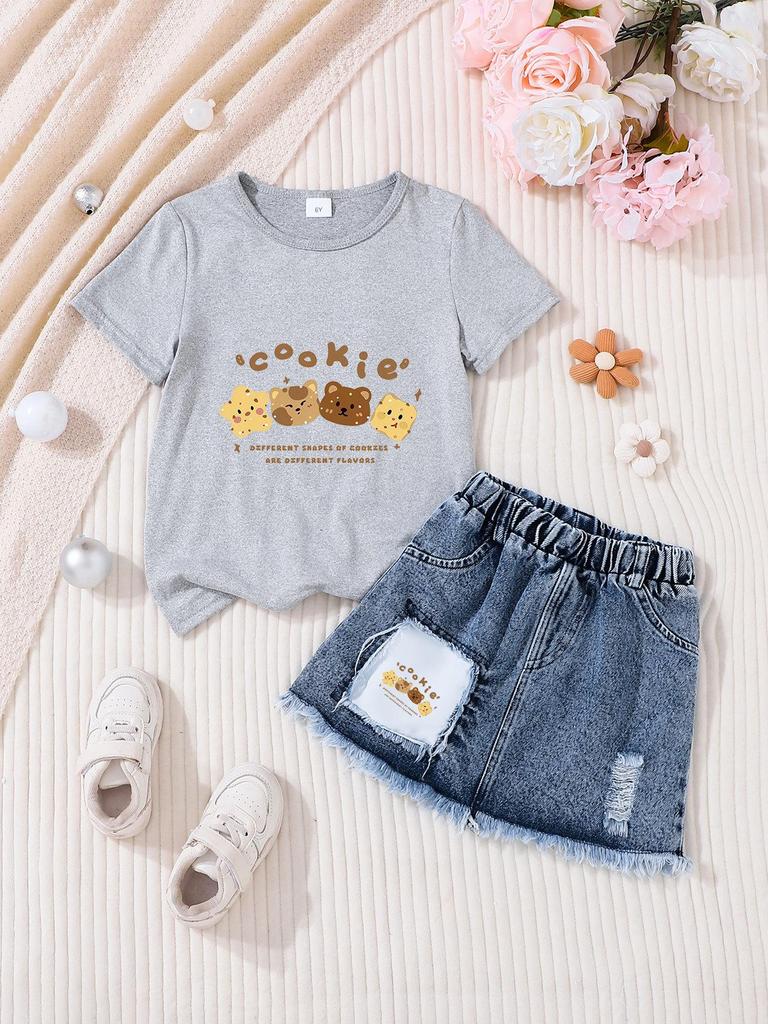Set di gonne casual in denim alla moda per bambine