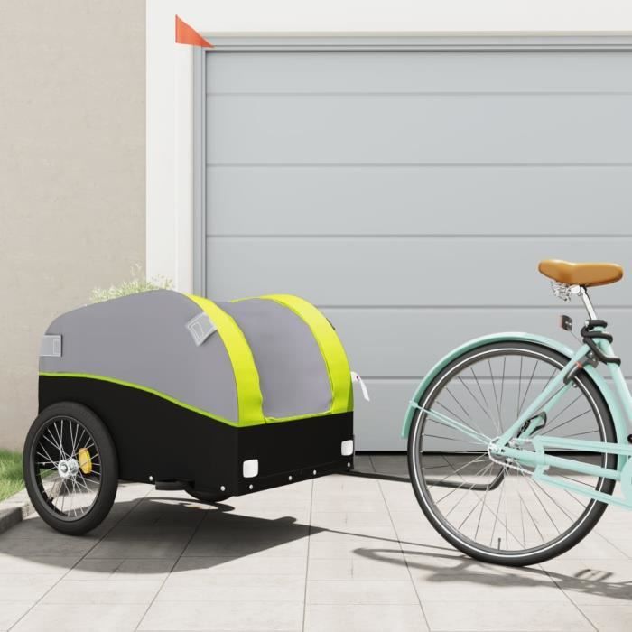 Remorque de vélo - Non spécifié - Noir et vert - Capacité 45 kg - Pour adulte - Polyvalente