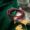 Natürliches Granat 3-Schleifen Wickelarmband & Halskette, Weinroter Heilkristall "Stein der Frauen", Östliches Glücksamulett Schmuck für Frauen
