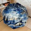 1pc Winter Landscape Stars Automatic Folding Umbrella, Heavy Duty 8 Rib Iron Frame,  Suitable for Travel, Daily Use, Birthday, Decor Gift  14